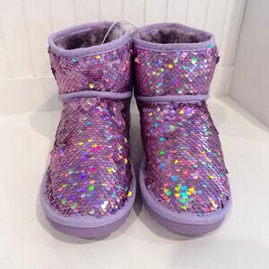 Kushyshoo Girls Snow Boot Colorful Sparkle Sequins Winter Boots Lightweight